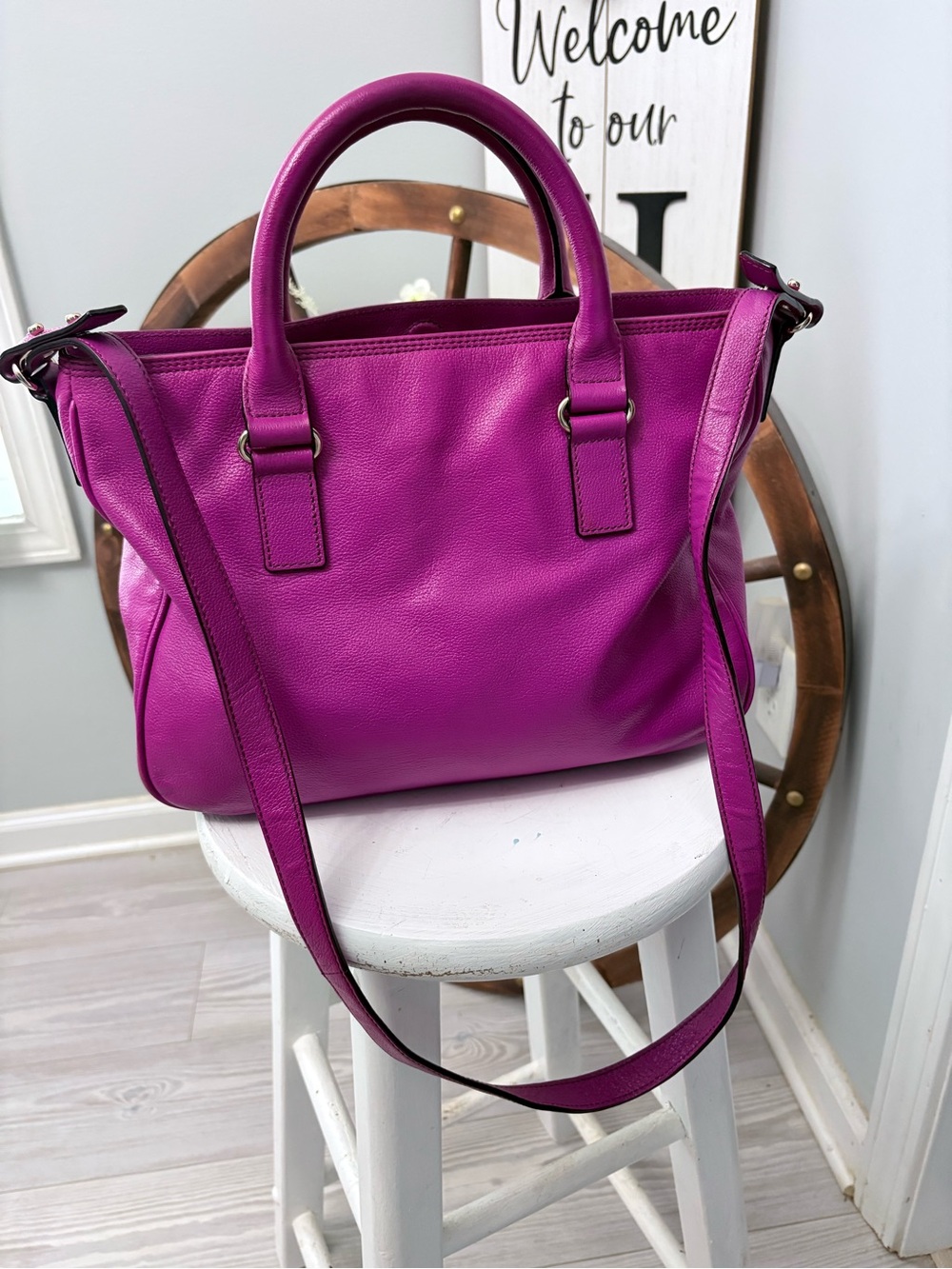 KATE SPADE ♠️ Vibrant Magenta Leather Satchel: see callouts - Picture 4 of 14